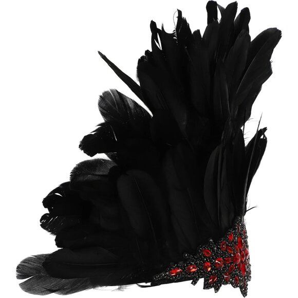 Women's Feather Headpiece Handmade Rhinestones Headband for Costume - Picture 8 of 8